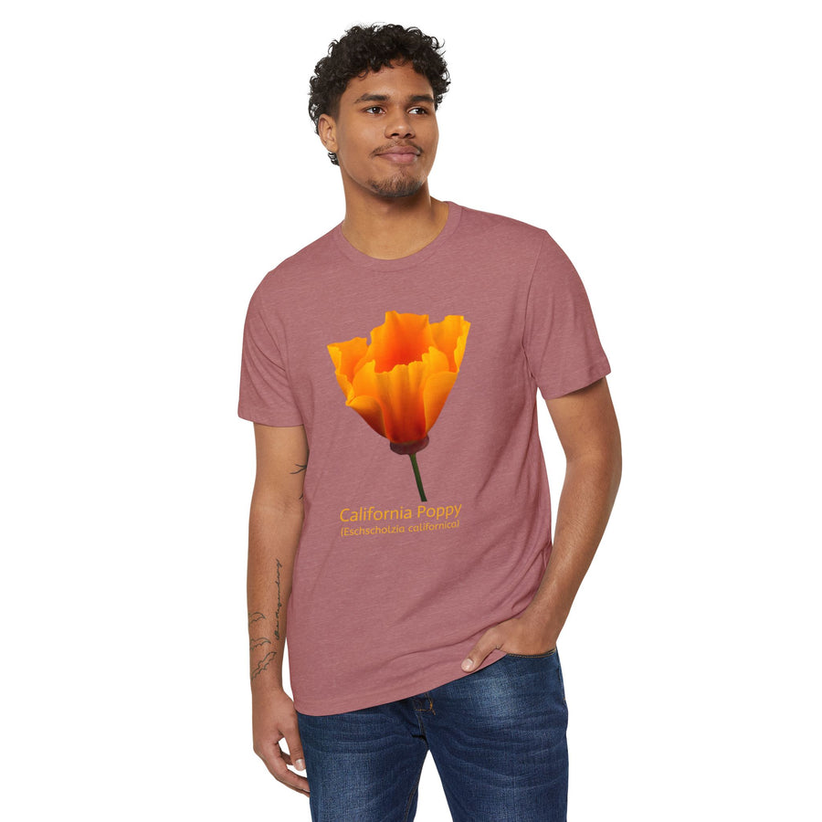 California Poppy Wildflower Unisex Recycled Organic T-Shirt