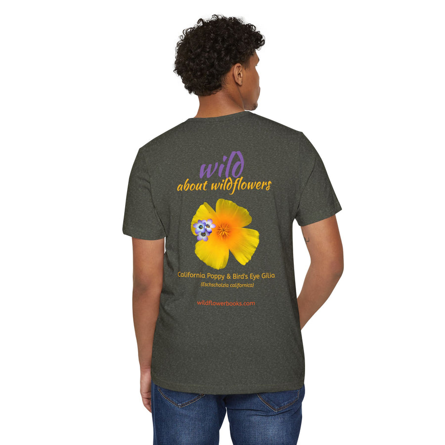 California Poppy & Bird's Eye Gilia Wildflower Stack #2 Unisex Recycled Organic T-Shirt