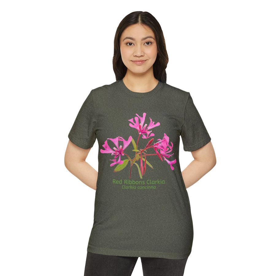 Red Ribbon Clarkia Wildflower Eco T-Shirt