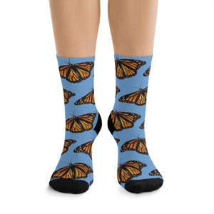 Flying Monarch Butterflies Eco-friendly Socks - Light Blue